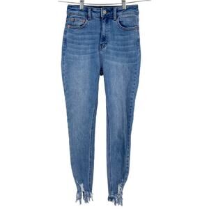 I&M BLACK LABEL Fringe Hem High Waisted Skinny Jeans Size 3 Juniors